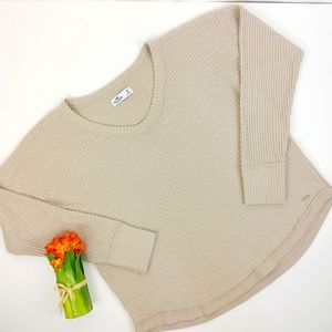 Hollister Cream Waffle Knit Long Sleeve Top Size M